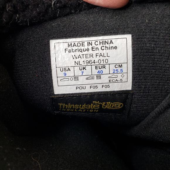 SOREL WATERFALL Black Suede Leather Winter Thinsulate Ultra Boots Women's 9 - Picture 2 of 15